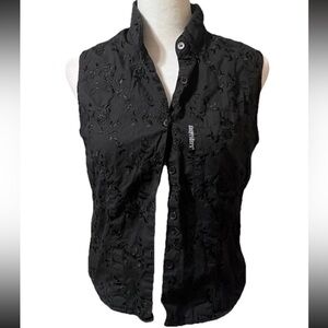 VTG 90’s Easyriders Whimsigoth Floral Embroidered Button Down Blouse Women’s M